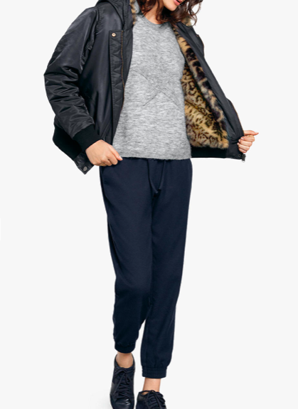 Bomber Jacket for Women with Animal Print Lining