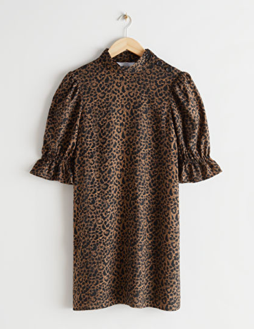 Half Sleeves Crepe Brown Leopard Print Shirt